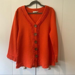 Coral Cardigan with Wooden Buttons by Lulu-B